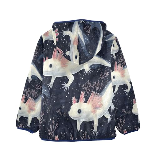 Cute Axolotl in Darkness Toddler Fleece Jacket Girl Boys Hooded Fleece Jacket Coat Warm Outwear Zip-up 3-10T2