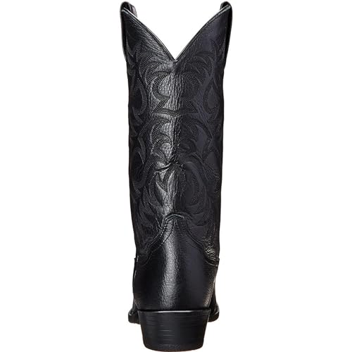 Black Cowboy Western Boots for Men Comfortable Work Boots Classic Embroidered Pull On Mid-Calf Boots4