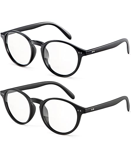 Image of Womens Round Blue Light Blocking Glasses Anti Eye Strain Glasses Clear Lens Computer Eyeglasses with Filter UV Light