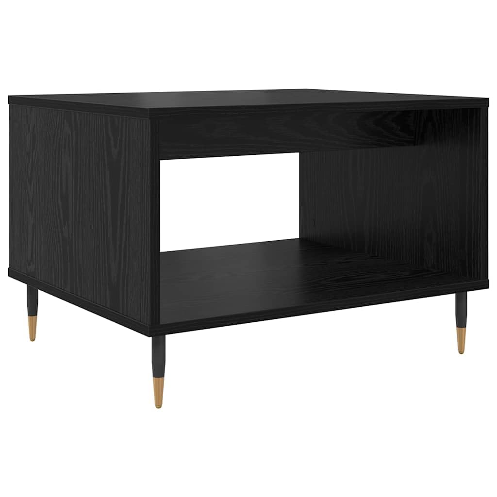 Mesa de centro de roble negro 60 x 50 x 40 cm, mesa auxiliar industrial de madera, patas cónicas, diseño moderno, resistente, para salón, dormitorio, cocina