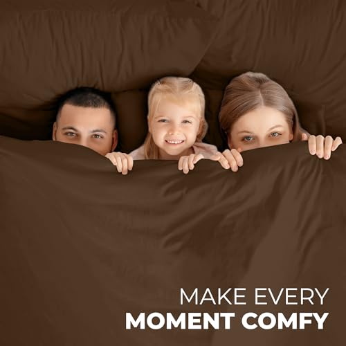 Image of ROYALE LINENS 4 Piece King Sheets Set - Soft Brushed 1800 Microfiber Bedding - 1 Fitted, 1 Flat Sheet, 2 Pillow Cases - Wrinkle Free & Fade Resistant - Hotel Luxury Bed Sheets (Chocolate Brown, King)
