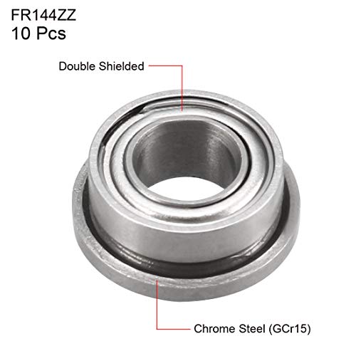 Rodamientos de bola de brida FR144ZZ en miniatura blindados de metal, 10 uds 2