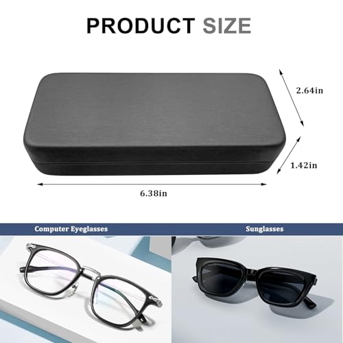 Image of 2 Pcs Hard Shell Eyeglasses Case,PU Leather Unisex Hard Glasses Case (grey)
