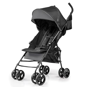 Summer by Ingenuity 3D Mini Convenience Stroller – Lightweight Stroller with Compact Fold, Multi-Position Recline, Canopy with Pop Out Sun Visor and More – Umbrella Stroller for Travel and More, Gray
