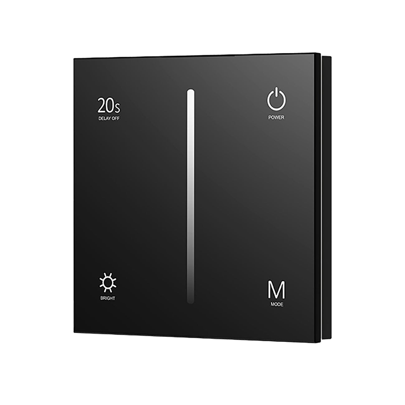Black 4CH*3A DC 12V-24V 2.4GHz RF Wall Mounted Dimming Touch Glass Panel Controller for Single Colour LED Strip Lights