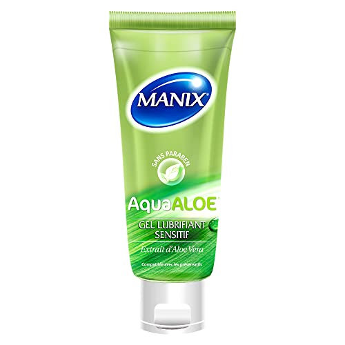 Manix Aquaaloe : Gel Lubrifiant Sensitif (80ml) à Base D'Aloe Vera / Compatible avec les Préservatifs Cover