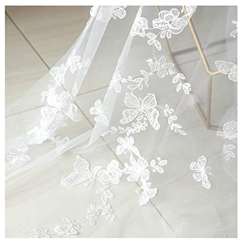 Tissu dentelle brodé papillon 3D anti-effilochage pour réussir vos voiles et robes DIY