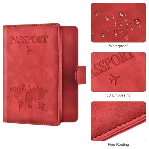 Image of Eoehro Passport Holder for Travel Essentials, Passport Wallet Cover Case for Travel Must Haves Accessories,Passport Book Holders for Women and Men(red)