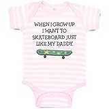 Custom Personalized Baby Bodysuit When I Grow up Want to Skateboard Just Like My Daddy Funny Cotton Boy & Girl Striped Baby Clothes Stripes Soft Pink White Design Only 6 Months