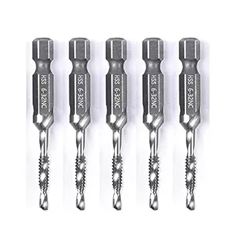 5X Hand Tap Drill Hex Shank HSS Screw Spiral Point Thread Metric/Imperial Plug Drill Bits Hand Tools (6-32NC (3.5mm))