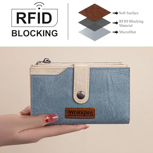 Wrangler Wallet for Women Bifold Card Holder with Zipper and ID Window2
