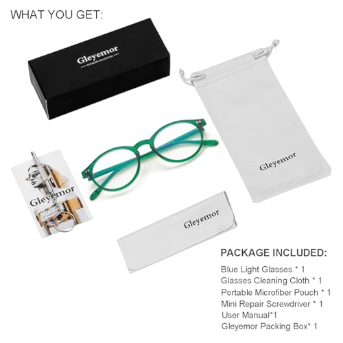 Image of Gleyemor Blue Light Glasses for Men Women, Vintage Round Frame Eyeglasses