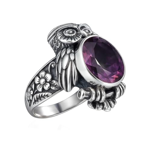 Bague hibou argent et améthyste pour rayonner lors de vos soirées et fêtes
