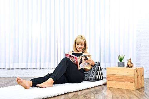 Image of Leewadee Triangle Cushion - Comfortable Backrest for TV or Reading, Incline Pillow for Relaxing Made of Eco-Friendly Kapok, 20 x 13 inches, Black