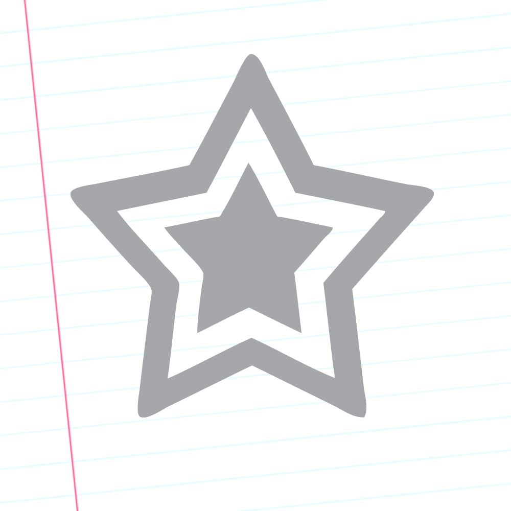 Silver Star Teacher Stamp. Self-Inking, 22mm, Reinkable, Quality Stamper for Marking and Praise. Silver/Grey Ink