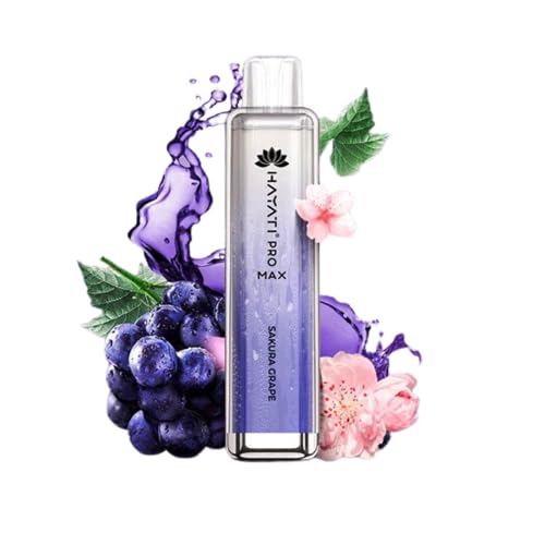 Hayati Pro Max Vape 4000 Puffs Zero Nicotine Disposable Vape Kit, Pre-Filled Fruity Flavours crystal vape, Draw-Activated E Cigarette Starter kit (Sakura Grape)