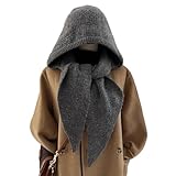 Hooded Scarf for Women Winter Knit 2-in-1 Hat and Scarf Women Balaclava Hat Wrap Poncho Lightweight Warm Shawl (Gray, One Size)