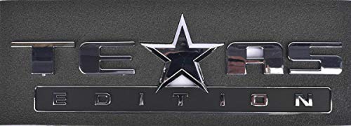 Image of (THREE) TEXAS EDITION EMBLEM REPLACEMENT FOR CHEVY SILVERADO GMC SIERRA TRUCK UNIVERSAL DECAL (Chrome)