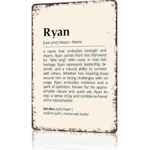 Funny Vintage Metal Sign Ryan Name Meaning Poster Wall Art for Home Living Room Office Bar Decor 8X12inch