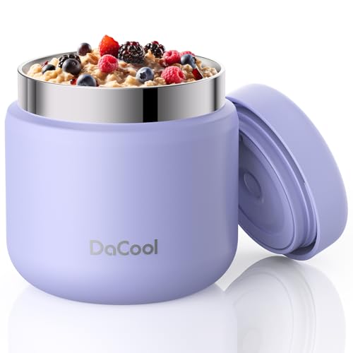 DaCool Kids Thermo for Hot Food 13 OZ Insulated Food Jar Kids Lunch Food Thermo Vacuum Stainless Steel Insulated Lunch Container Bento for School Office Picnic Travel Outdoors, Light-Purple
