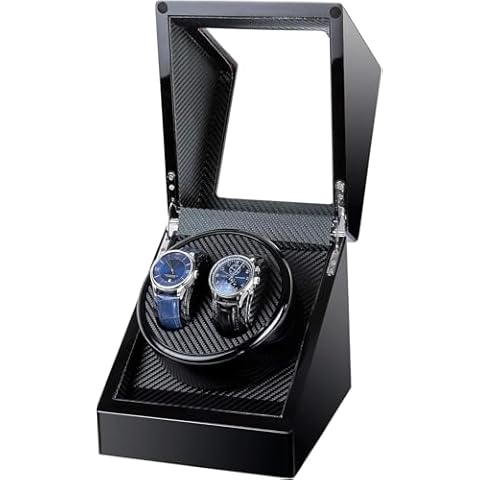 Kalawen Watch Winder for Rolex, Automatic Watch Winder Box, Double Watch Winder with Japanese Quiet Motor Battery Powered or AC Adapter Black Cover