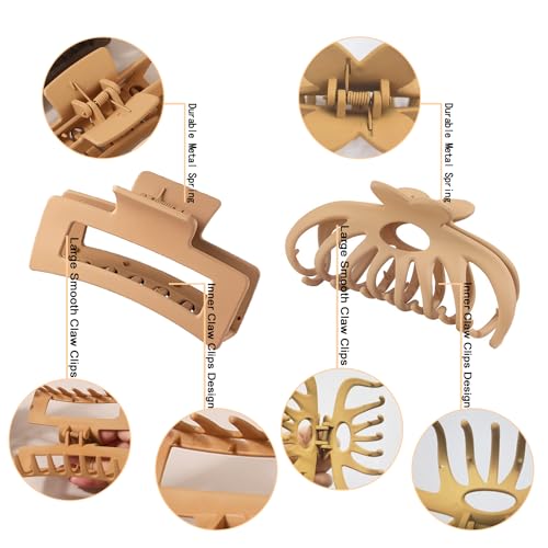 WUBAYI 8Pcs Claw Clips Hair Clips for Women and Girls Claw Clips for Thick Hair Non Slip Claw Clip Strong Hold Hair Clip Hair Claws for Straight Curly & Wavy Hair - Image 3