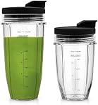 2 Pièces de rechange de mélangeur pour Ninja, 24oz & 18oz Coupes de Smoothie de remplacement pour Nutri Ninja Auto IQ Mélangeurs BL450C BL451C BL481C BN400C BN401C BN750C BN751C BN801C SS101C SS150C SS351C