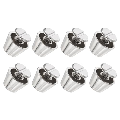 METALLIXITY Tornillo Espiga (10x7mm) 8uds, Ramaches Cabeza Plana para Bolsos Cuero, Tono Plateado