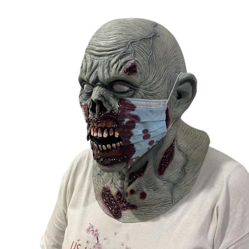 Photo de Générique Masque D Horreur D Halloween,Masque Facial En Latex Pour Costume De Zombie | Accessoire Cosplay Réaliste Effrayant pour Hommes Femmes Adultes Adolescents et Soirées Masquées