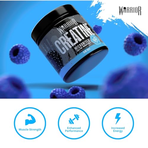 Warrior Creatine Monohydrate Powder – Micronised for Easy Mixing and Consumption – 100 Percent Pure Creatine – Proven to Improve Physical Performance and Recovery, 5 g Servings (Blue Razz, 300 g) - Image 3
