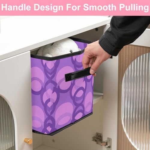 Boîte de rangement en tissu durable motif géométrique et cuir - 6