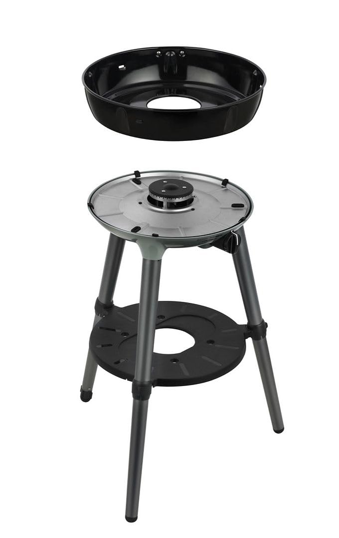 Barbacoa de gas portátil CADAC Carri Chef 40-30 mbar | Parrilla de 40 cm con patas ajustables, tapa cortavientos y termómetro, Ideal para camping y picnics, Uso en exteriores