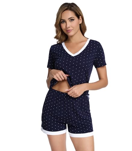 Image of WiWi Viscose from Bamboo Pajamas Set for Women Super Soft Short Sleeve Cooling Summer Plus Size Pjs Sets Sleepwear S-4X