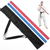 ShinyRelief 2 Pcs Foam Padded Sticks Martial Arts Training Stick, Foam Padded Practice Bar with Carrying Bag for Safe Practice Training Martial Arts and Karate(Red and Blue,1.97 ft)