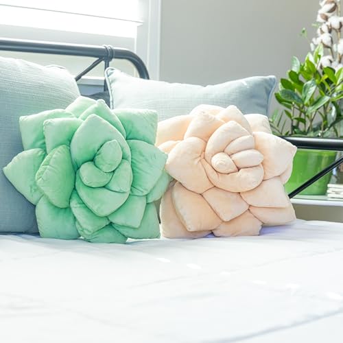 Image of Green Philosophy Co. Succulent Pillow 20 inch - Soft 3D Decorative Flower Throw Pillow, Unique Sage Green Plush Flower Cushion, Perfect for Couch, Sofa, Bedroom Decor, Gift for Plant Lovers