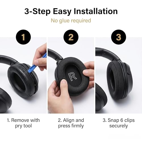 Reposacojines Cooling Gel para Anker Soundcore Life Q30/Q30i/Q35 con forro de tela Ice Silk, espuma extra gruesa para aislamiento de ruido, herramienta de palanca, negro, 1 par miniatura 6
