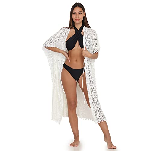 La Modeuse - Kimono de plage mi-long en dentelle crochet Cover