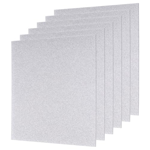 Image of MECCANIXITY 6Pcs Silver Glitter Acrylic Sheets 1 /8 inch Thickness 8 inch x 8 inch Glossy PMMA Fluorescent Plastic Sheets Extruded Translucent Blanks for DIY Art Crafting Laser Cutting & Engraving