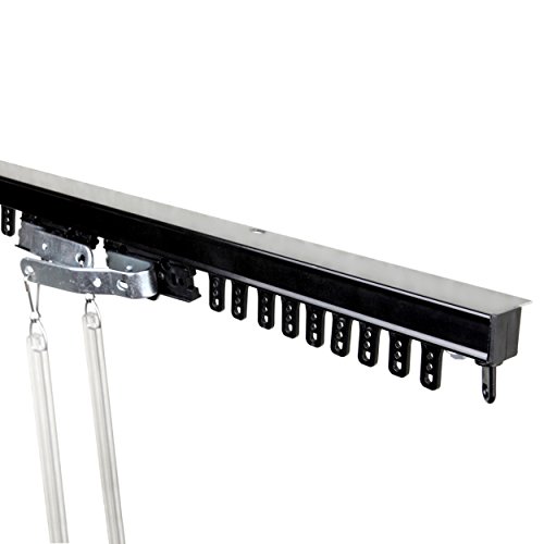A&F Rod Decor New White, Ceiling Mount 8 ft Curtain Track Kit, Black