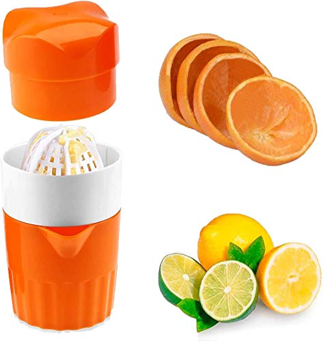 Gangang Hand Juicer Citrus Orange Squeezer Manual Lid Rotation Press Reamer for Lemon Lime Grapefruit with Strainer and Container