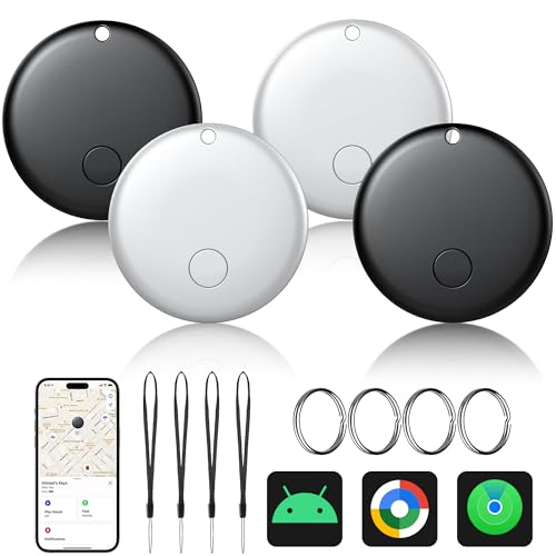 Tracker Tag compatible with Apple Find My and Android Find Hub GPS tracker key finder Bluetooth tracker Item finders for keys wallet luggage suitcase (2 black 2 white 4 Pack)