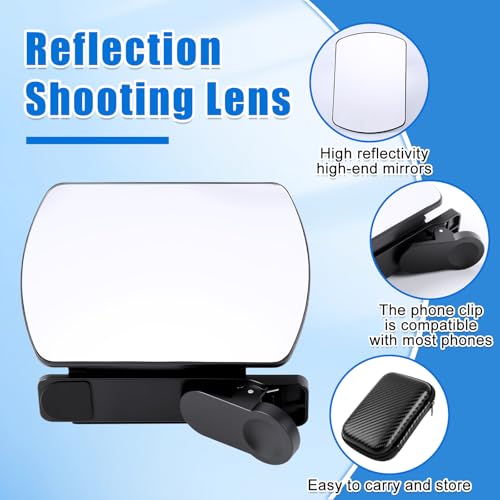 Weseecase Mirror Reflection Clip,Smartphone Camera Mirror Reflection Clip Kit,Adjustable Mobile Phone Reflection Camera Clip,Selfie Mirror Clip Reflection Mirror(White) - Thumbnail 7