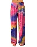 iniber Women's Comfy Pajama Pants Casual Lounge Pant Wide Leg Palazzo Stretch Drawstring Bottoms
