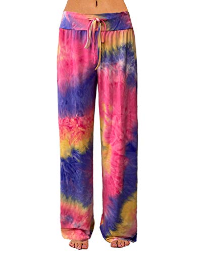 Iniber Women's Comfy Pajama Pants Casual Lounge Pant Wide Leg Palazzo Stretch Drawstring Bottoms #TOP8