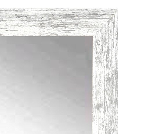 Brandtworks Barn Wood Full Length Floor Vanity Wall Mirror, 32" X 66", Heavy Distressed White/Gray #TOP1