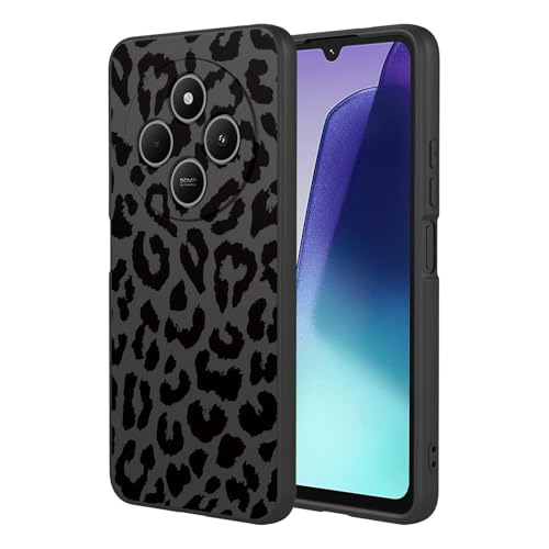 ESONG Leopardato Cover per Xiaomi POCO 14C 14R Custodia Sottile Liquido Carina Aesthetic Disegno Print Motivo per Donne Ragazze Morbida Antiurto silicone tpu nero