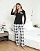 Bresdk Pyjama Damen Schlafanzug Lang Winter Langarm Baumwolle Nachtwäsche Kariert Schlafanzüge Schwarz L