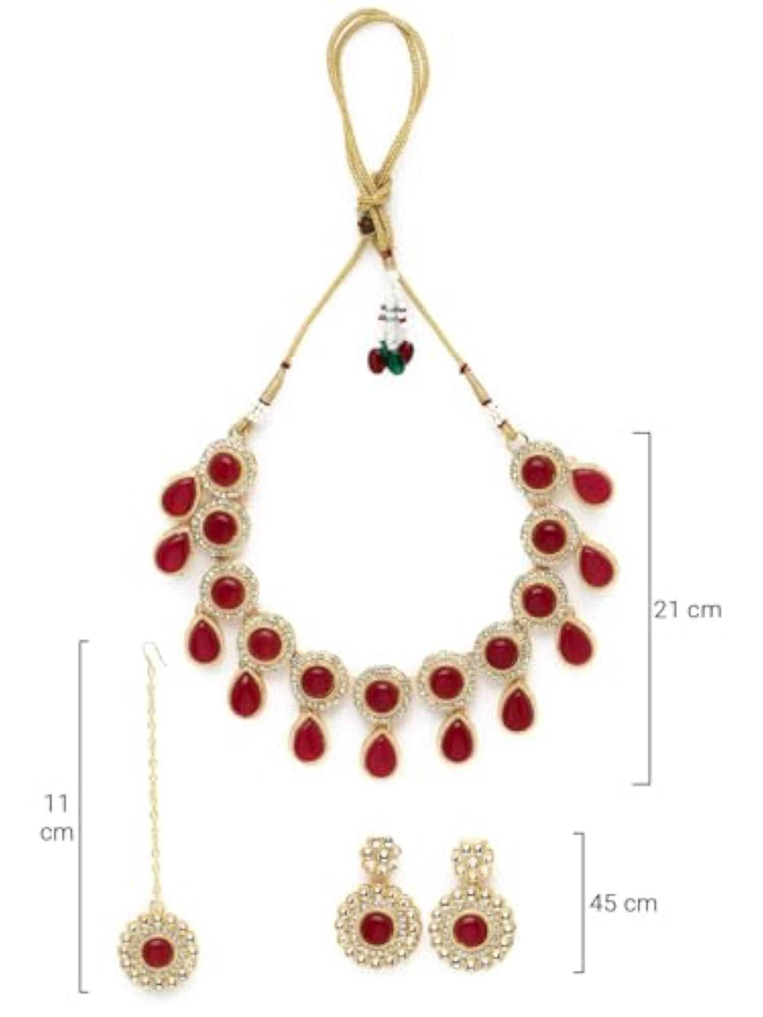 Drop Shaped AD Stones & Beads Necklace Set (NS105613)
