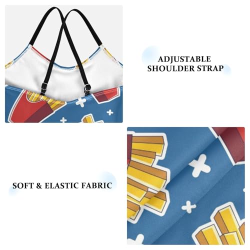 French Fries Girls One Piece Swimsuits Sport Halter Swimwear Beach Bathing Suit 9-10T Multi3