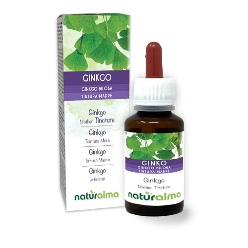 Ginkgo (Ginkgo biloba) Blätter Alkoholfreier Urtinktur Naturalma - Flüssig-Extrakt Tropfen 60 ml - Nahrungsergänzungsmittel - Veganer